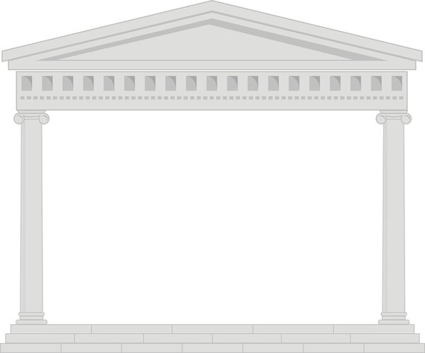 Vector illustration of architectural element - Portico (Colonnade), an ancient temple: grey, isolated, white background