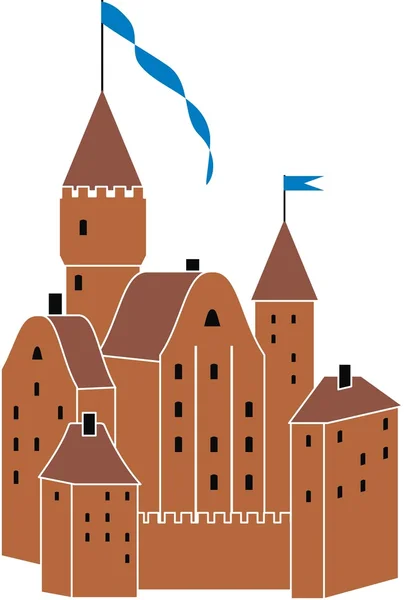 Vektor medeltida riddarens slott - isolerade illustration på vit bakgrund Royaltyfria illustrationer