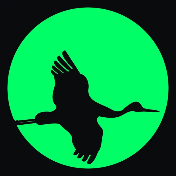 Létající jeřáb proti měsíc. avatar — Stockový vektor