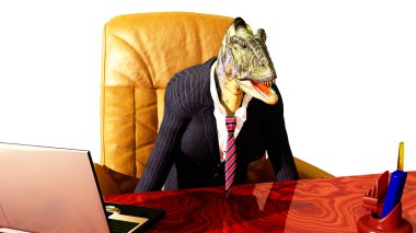 Abstract scene of the chief of the dinosaur clipart