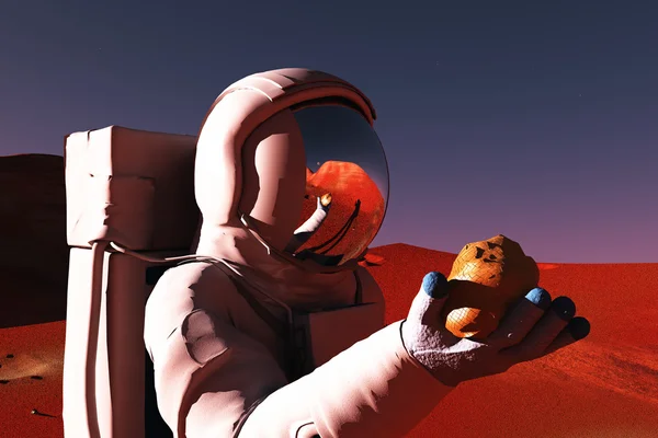 Сцена Космонавта Марсе — стоковое фото