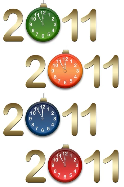 Gold figures 2011 with clocks — Stock Photo, Image