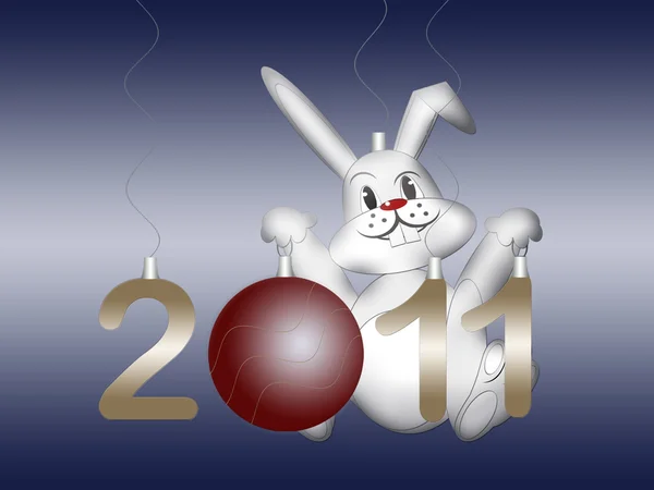 Witte konijn symbool Chinees Nieuwjaar 2011 — Stockfoto