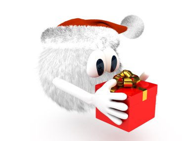 Cartoon character with present clipart