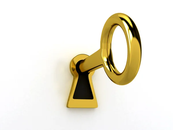 Guld nyckel över vitt — Stockfoto