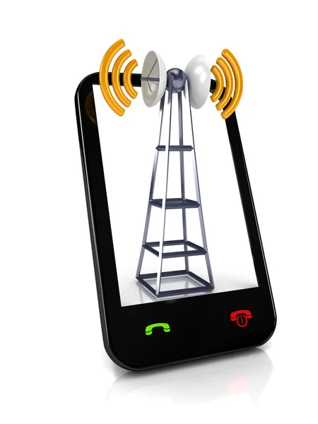 Mobilní antena přes bílý — Stock fotografie