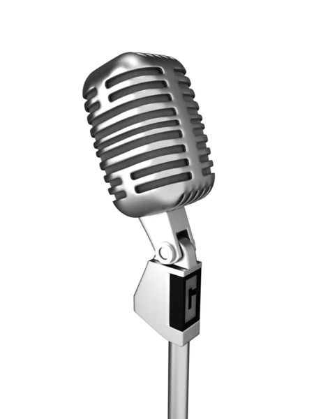 Retro metal mikrofon üzerinden beyaz — Stok fotoğraf