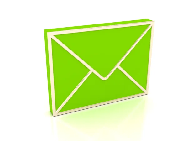 3d envelope verde sobre fundo branco — Fotografia de Stock