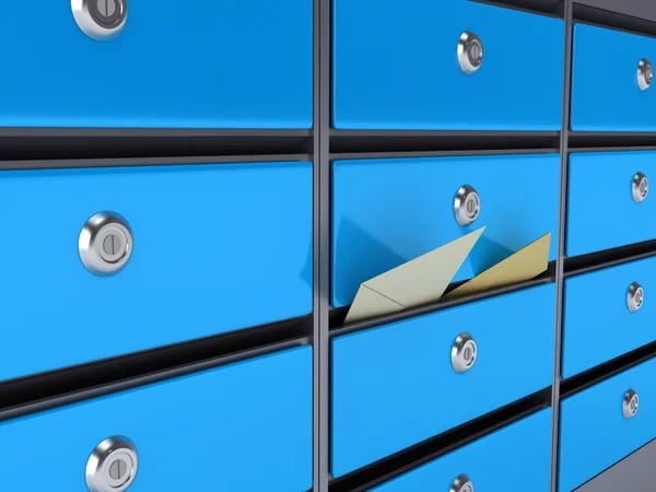 Blauwe postvakken — Stockfoto