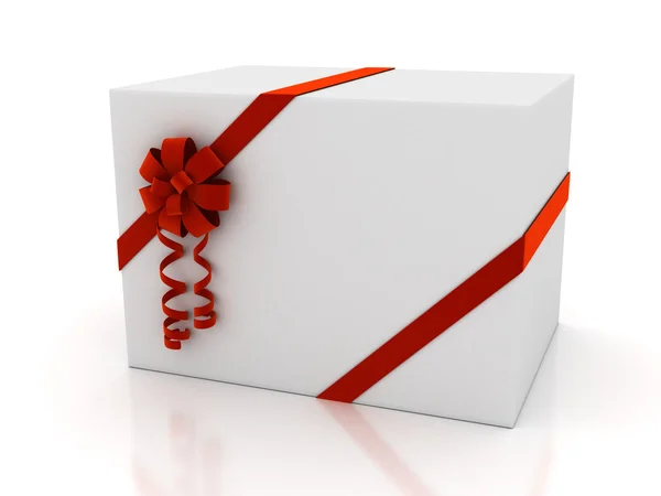 Greeting card with ribbon over white — Stock Photo, Image