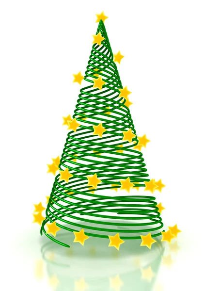 Árvore de Natal com estrelas sobre branco — Fotografia de Stock