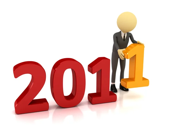 3d person with number 2011 — Stock Photo, Image