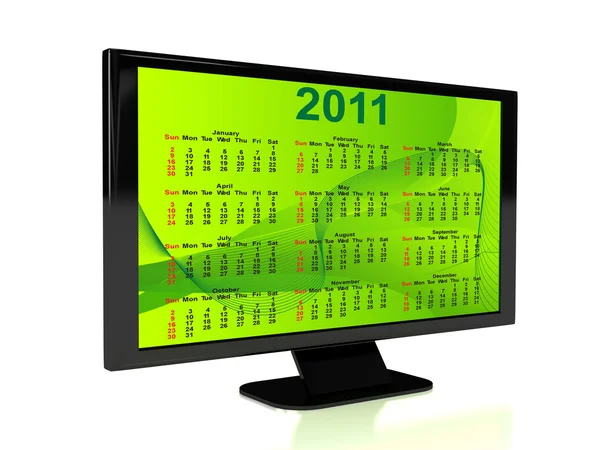 3d renderizado TV con calendario — Foto de Stock