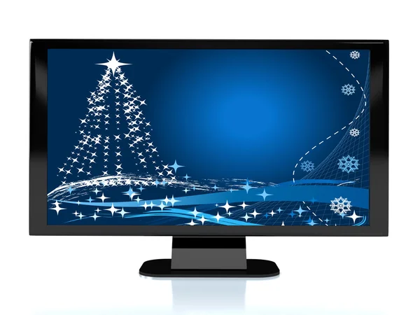 3d rendered TV with Cristmas image — Stock Photo, Image