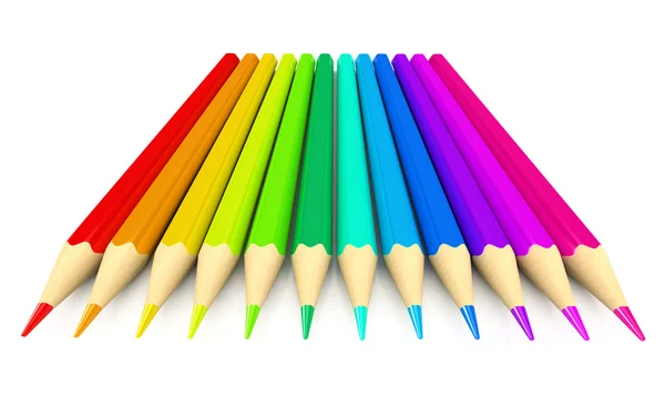 Beyaz arka plan üzerinde renkli kalemler — Stok fotoğraf