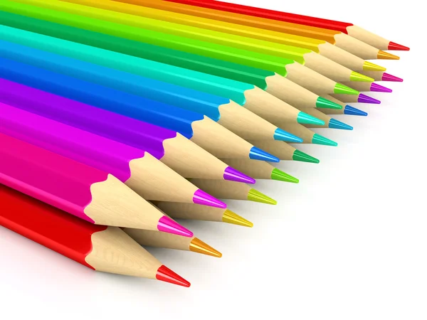 Färg pennor över vit bakgrund — Stockfoto
