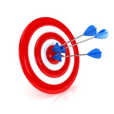 3d target with arrows over white background clipart