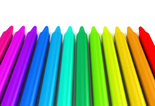 Colour crayons over white background — Stock Photo, Image