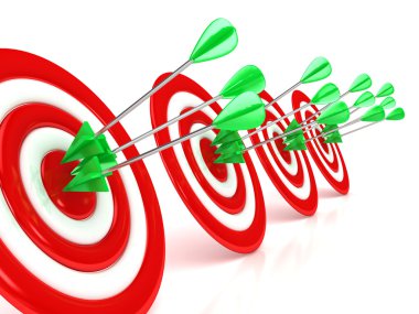 3d target with arrows over white background clipart