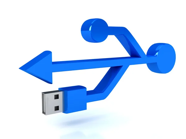 3D USB-symbolen över vita — Stockfoto