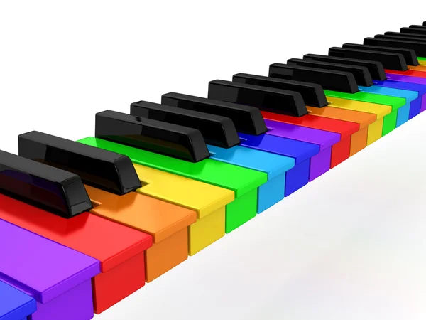 彩虹钢琴在白色背景 — 图库照片