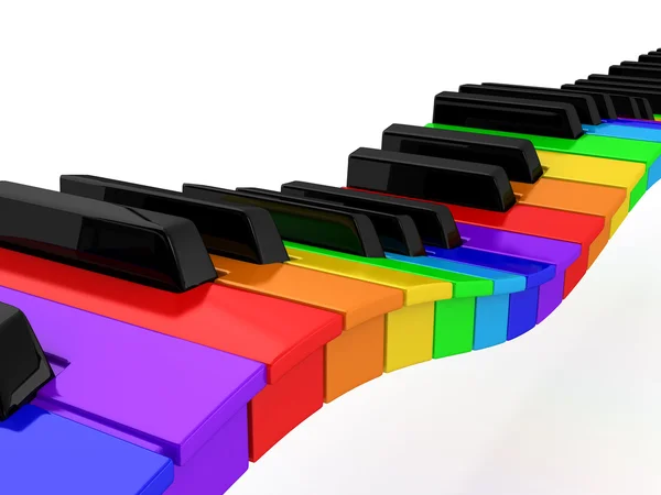 Pianoforte arcobaleno su sfondo bianco — Foto Stock