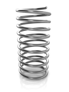 Chrome metal spring over white background. 3d rendered image clipart