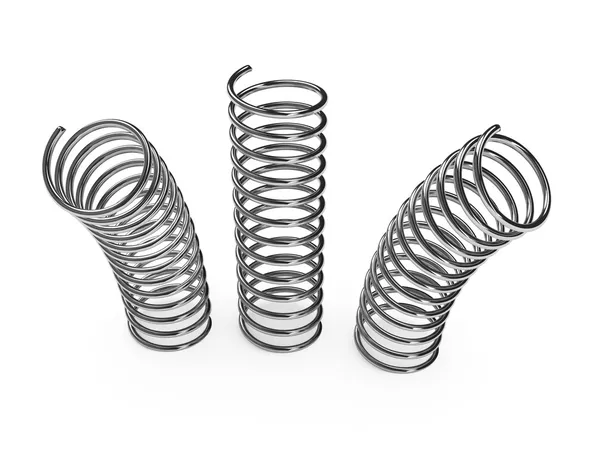 Chrome metal spring over white background — Stock Photo, Image