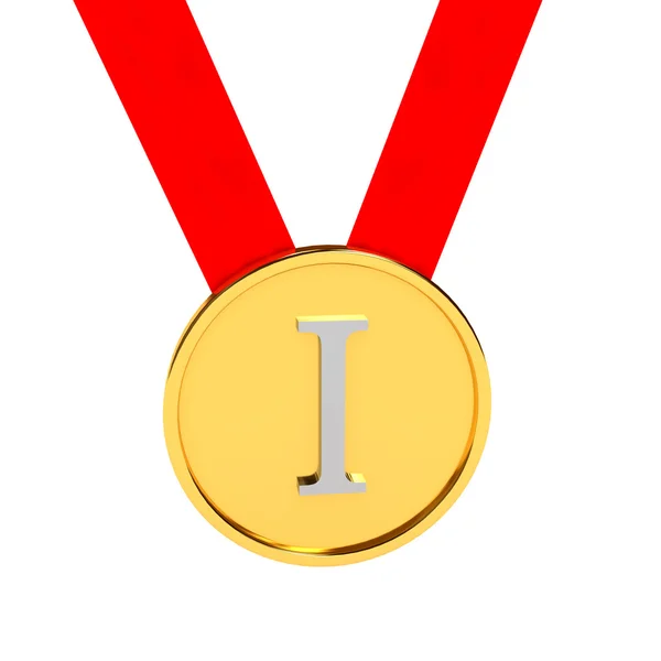 Medalha de prata sobre fundo branco — Fotografia de Stock