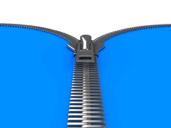 Reißverschluss Aus Stahl Auf Weißem Hintergrund Computergeneriertes Bild — Stockfoto