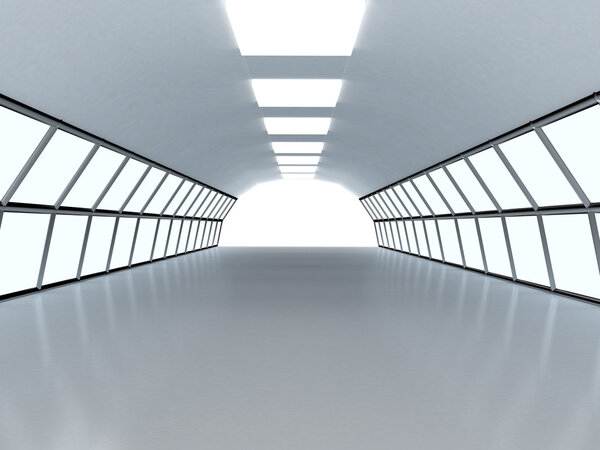 Тоннель с белой стеной. Созданное на компьютере изображение
