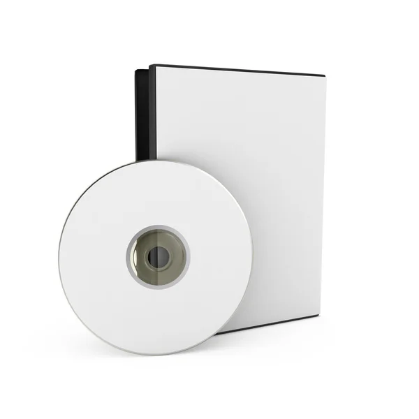 CD/DVD disk with box over white background — Stock Photo, Image