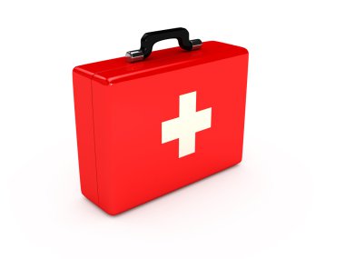 Red medical case over white background clipart