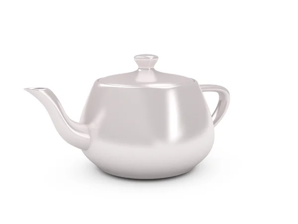 Beyaz arka plan üzerinde beyaz çay potu — Stok fotoğraf
