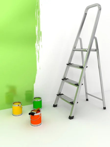 Escalera abierta con color sobre fondo blanco —  Fotos de Stock