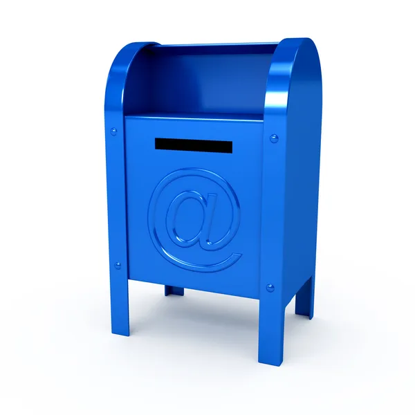 Caixa de correio de cor de metal sobre fundo branco — Fotografia de Stock