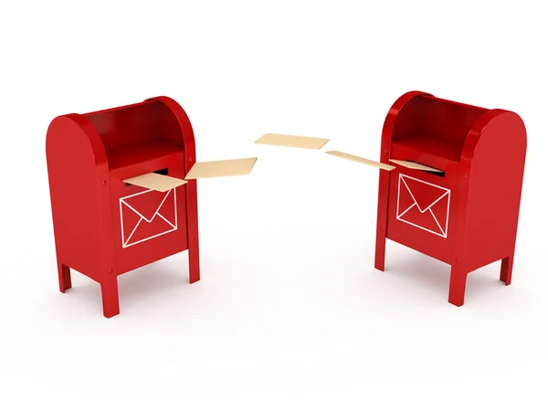Caixa de correio de cor de metal sobre fundo branco — Fotografia de Stock