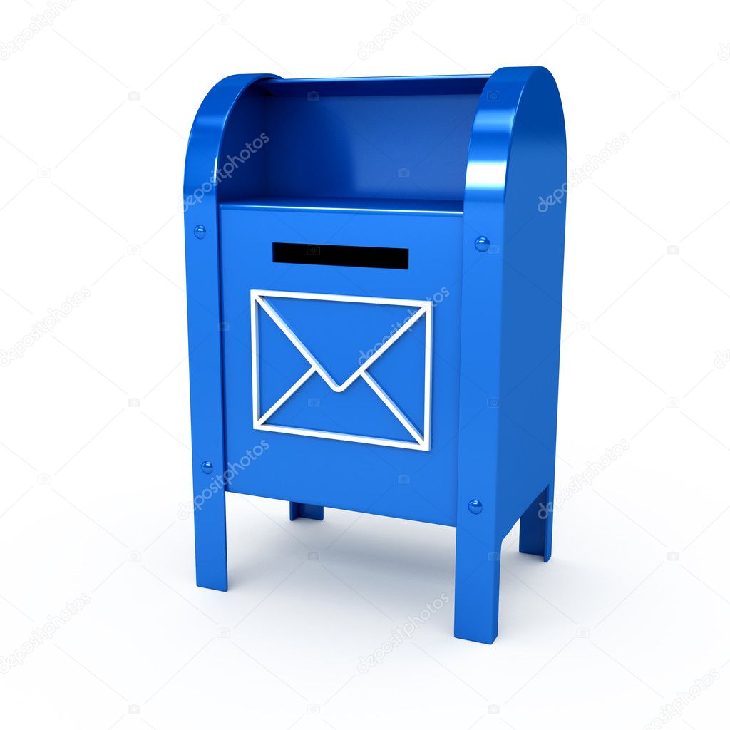 Metal color mailbox over white background