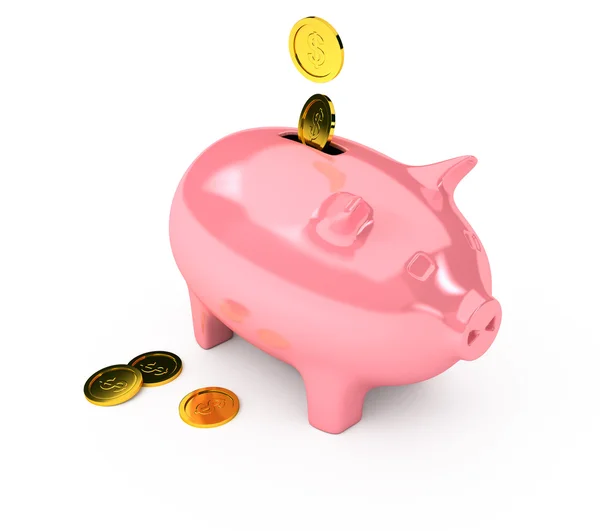 Piggy bank over white background — Stock Photo, Image