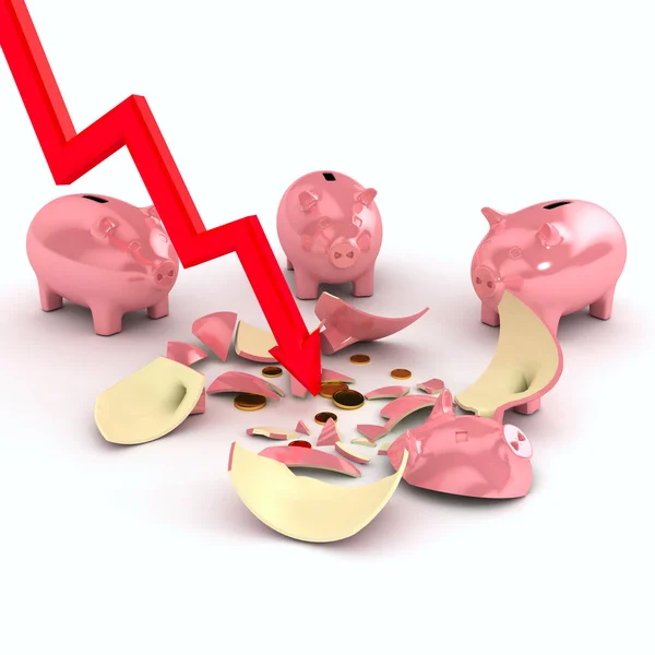 Crushed piggy bank over white — Stock Photo, Image