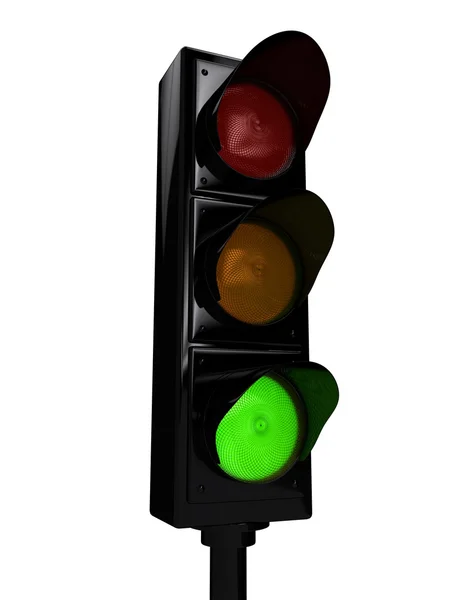 stock image Traffic light over white background