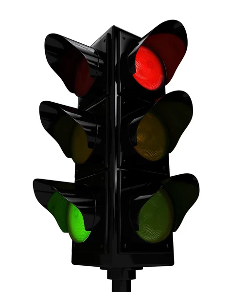 stock image Traffic light over white background