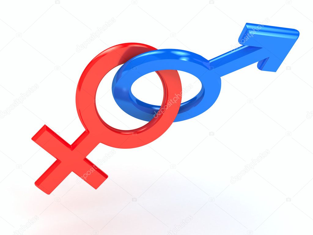 Gender symbol over white background