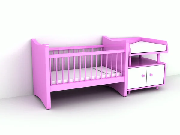 흰색 배경 위에 신생아의 침대 — 스톡 사진