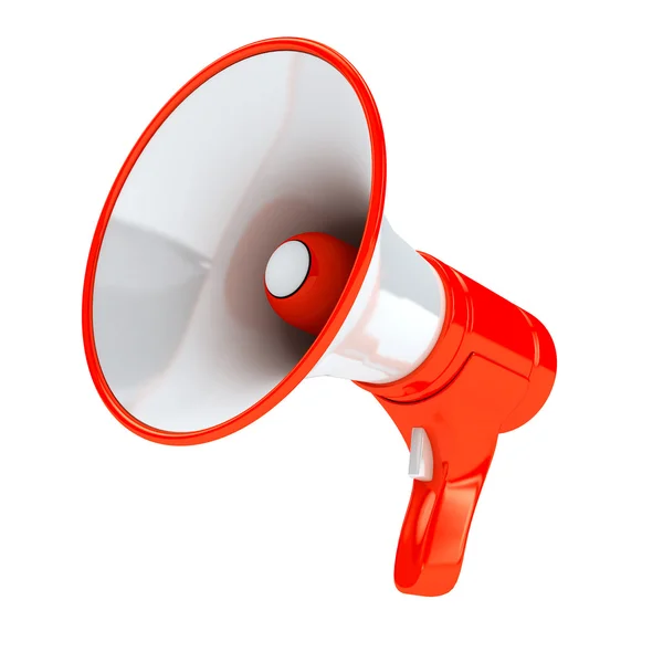 Red megaphone over white background — Stock Photo, Image
