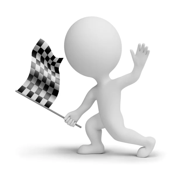3d piccola strega una bandiera a scacchi — Foto Stock
