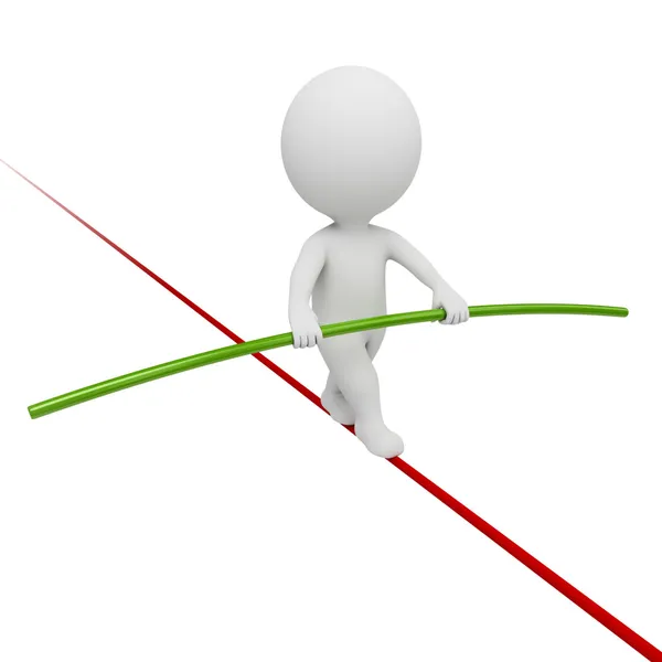 Small Acrobat Balancing Rope Image Isolated White Background — Stock Photo, Image