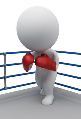 3d small - boxer on a ring clipart