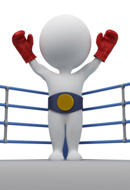 3d small - boxer with a belt of the champion. 3d image. Isolated white background. clipart