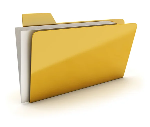 黄辉煌文件夹与文件 孤立的白色背景 — 图库照片